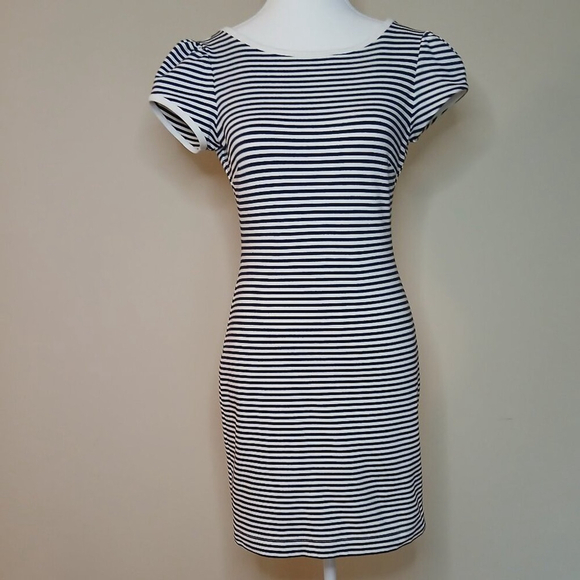 JUICY COUTURE Y2K Striped Fitted Blue & White Full Back Zipper Dress Size Small - Picture 2 of 8